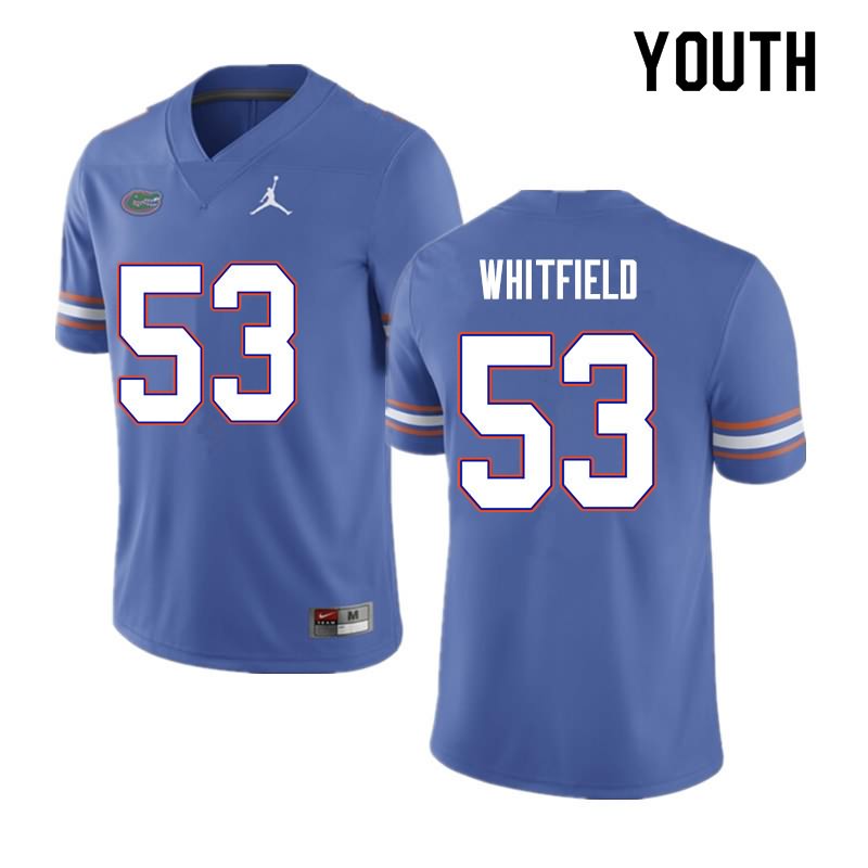 NCAA Florida Gators Chase Whitfield Youth #53 Nike Blue Stitched Authentic College Football Jersey BYA1864NK
